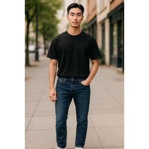 George Men's 30 x 30 Jean Straight Fit Dark Blue Wash Zip‎ Fly 5-Pocket Style